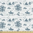 thumbnail image 1 of Ambesonne East Fabric by the Yard Upholstery, Lake Mountains Nature Scenery, 5 Yards, Dark Turquoise and White, 1 of 5