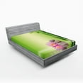 thumbnail image 1 of Ambesonne East Fitted Sheet, Garden Peaceful Mind, Full Size, Green Pink, 1 of 3