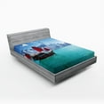 thumbnail image 1 of Ambesonne East Fitted Sheet, Hong Kong Harbour Boat, Full Size, Blue Aqua Red, 1 of 3