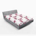 thumbnail image 1 of Ambesonne East Fitted Sheet, Petal Flower Ethnic Art, Full Size, Fuchsia White, 1 of 3