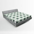 thumbnail image 1 of Ambesonne East Fitted Sheet, Wild Zoo Nature Exotic Fun, Queen Size, White Black and Green, 1 of 2