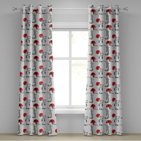 Ambesonne East Grommet Curtain, Modern Japanese, 50" x 72", Black Red