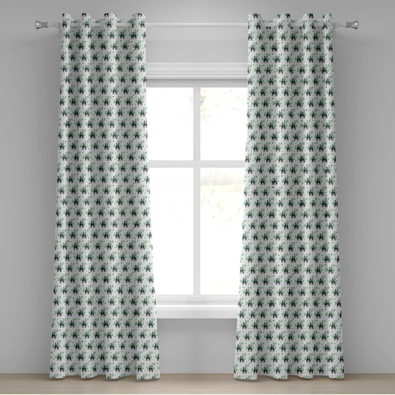 Ambesonne East Grommet Curtain, Wild Zoo Nature Exotic Fun, 50" x 120", White Black and Green
