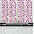 thumbnail image 1 of Ambesonne East Kitchen Curtains, Watercolor Peonies Art, 55"x45", Magenta Purple Yellow, 1 of 3