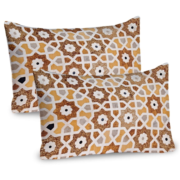 Ambesonne East Pillow Sham 2 Pack, Taj Mahal Tomb Building, 26"x20", Cream Orange Brown