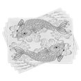 thumbnail image 1 of Ambesonne East Place Mats Set of 4, Koi Fish Pattern, Standard Size, Grey and White, 1 of 4