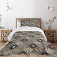 thumbnail image 1 of Ambesonne East Quilted Bedspread Set 2 Pcs, Old Fashioned Batik Pattern, Twin Size, Tan Black, 1 of 5