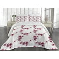 thumbnail image 1 of Ambesonne East Quilted Coverlet 3 Pcs, Petal Flower Ethnic Art, Queen Size, Fuchsia White, 1 of 4