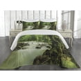 thumbnail image 1 of Ambesonne East Quilted Coverlet 3 Pcs, Selangor State Malaysia, Queen Size, Green Brown, 1 of 4