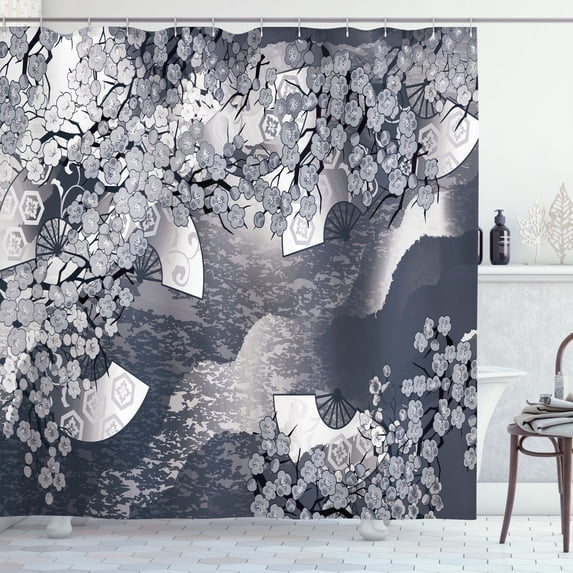 Ambesonne East Shower Curtain, Sakura Tree Branches Spring, 69"Wx70"L, Purpleblue Pearl