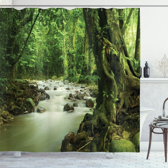 Ambesonne East Shower Curtain, Selangor State Malaysia, 69"Wx75"L, Green Brown