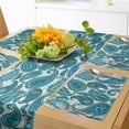 thumbnail image 1 of Ambesonne Paisley Table Runner & Placemats, Ocean Stripe and Flower, Placemat 4 pcs + Runner 12"x90", Blue and White, 1 of 2