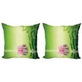 thumbnail image 1 of Ambesonne East Throw Pillow Cover 2 Pack, Garden Peaceful Mind, 18", Green Pink, 1 of 6