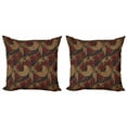 thumbnail image 1 of Ambesonne East Throw Pillow Cover 2 Pack, Traditional Roses Dragon, 16", Jade Green Sand Brown, 1 of 7