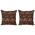 thumbnail image 1 of Ambesonne East Throw Pillow Cover 2 Pack, Traditional Roses Dragon, 24", Jade Green Sand Brown, 1 of 7