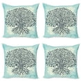 thumbnail image 1 of Ambesonne East Throw Pillow Cover 4 Pack, Chinese Bonsai Roots, 16", Indigo Cream Pale Blue, 1 of 5