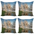 thumbnail image 1 of Ambesonne East Throw Pillow Cover 4 Pack, Ornate Northern Palace, 20", White Green Blue, 1 of 6