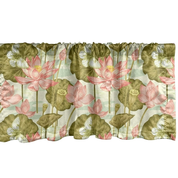 Ambesonne East Window Valance, Exotic Foliage Butterfly, 42" x 18", Pale Green Olive