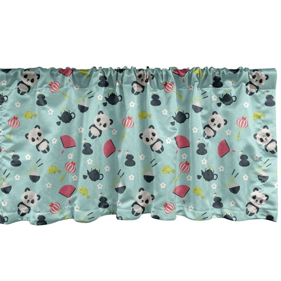Ambesonne East Window Valance, Japanese Culture Motifs, 54" X 12", Multicolor