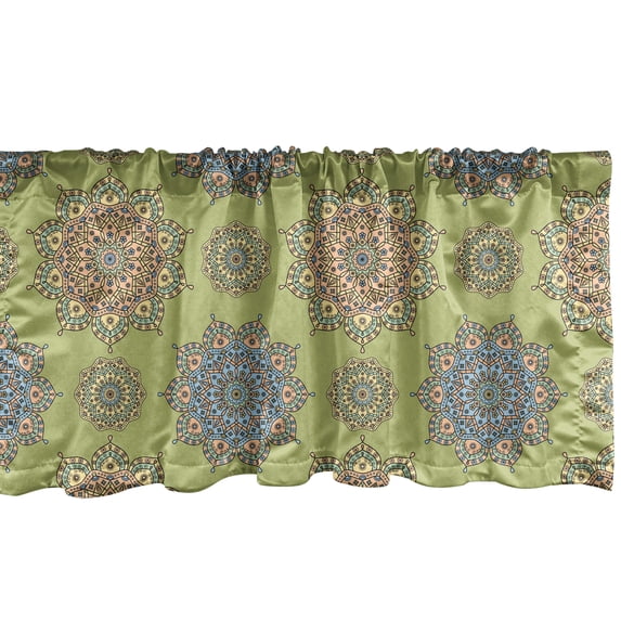 Ambesonne East Window Valance, Mandala Medallion Pattern, 54" X 12", Multicolor