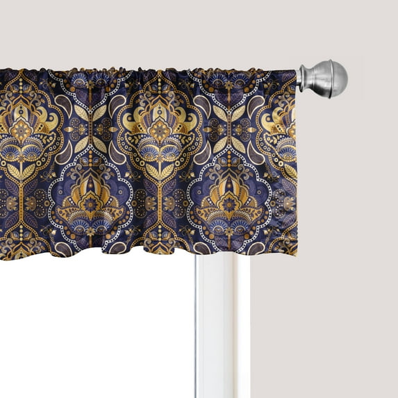 Ambesonne East Window Valance, Oriental Pattern, 54" X 18", Yellow Purple