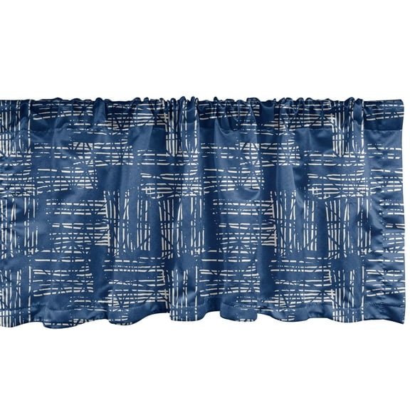 Ambesonne East Window Valance, Stripy Tie Dye Effect, 54" X 12", Cobalt Blue and White