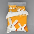 thumbnail image 1 of Ambesonne Easter Bedding Set 4 Pcs, Happy Easter Bunnies, Queen, Orange Coconut Brown, 1 of 3