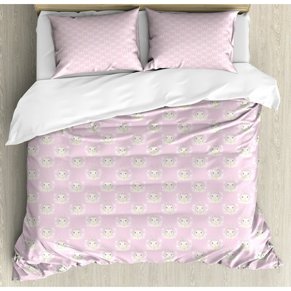 Ambesonne Easter Bunny Duvet Cover Set, Rabbit Art, 2-Calking, Rose Champagne