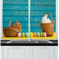 thumbnail image 1 of Ambesonne Easter Bunny Kitchen Curtains, Rabbits in Baskets, 55"x39", Multicolor, 1 of 2