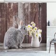 thumbnail image 1 of Ambesonne Easter Bunny Shower Curtain, Rabbit Daisy Wooden, 69"Wx84"L, Multicolor, 1 of 3