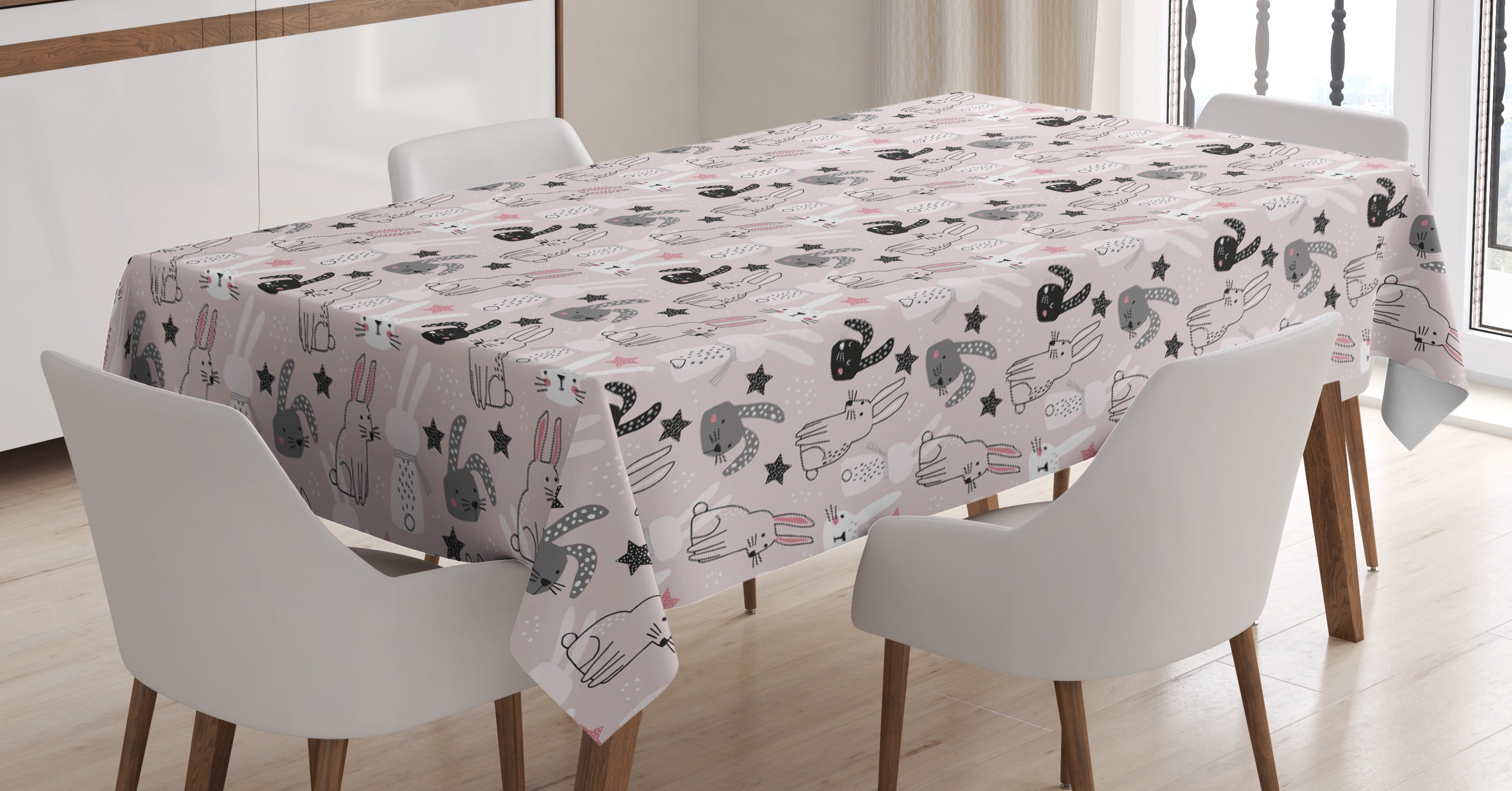 Aperturee Happy Easter Watercolor Bunny Fitted Stretch Table Cover