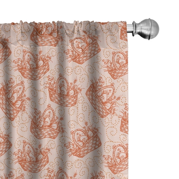 Ambesonne Easter Curtains, Baskets with Flowers Print, Pair of 28"x84", Pale Peach Dark Orange