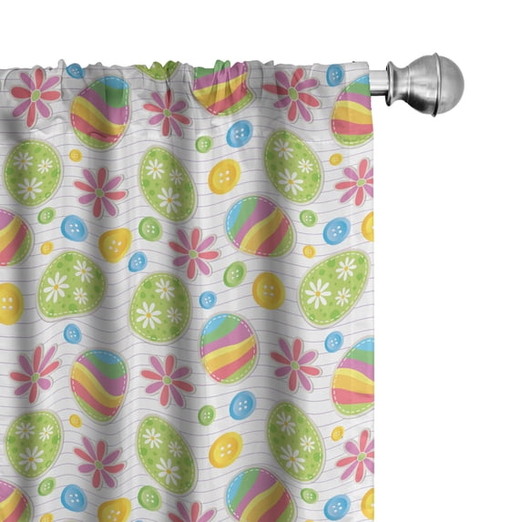 Ambesonne Easter Curtains, Patchwork Style Colorful, Pair of 28"x95", Multicolor