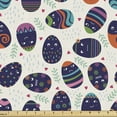 thumbnail image 1 of Ambesonne Easter Fabric by the Yard Upholstery, Egg Characters Hearts Art, 10 Yards, Navy Blue and Burnt Orange, 1 of 5