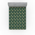 thumbnail image 1 of Ambesonne Easter Fitted Sheet, Funny Spring Gnome Pattern, Full Size, Teal Fern Green and Red, 1 of 5