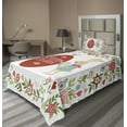 thumbnail image 1 of Ambesonne Easter Fitted & Top Sheet Set with Sham, Egg Bunny Bloom Floral Frame, Red and Coral, 1 of 4