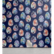 Ambesonne Easter Themed Peel & Stick Wallpaper for Home, Psychedelic Egg Art, 13"x100", Indigo Multicolor