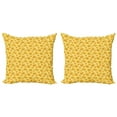 thumbnail image 1 of Ambesonne Easter Throw Pillow Cover 2 Pack, Cheerful Holiday Daisies, 20", Yellow Orange Green, 1 of 2