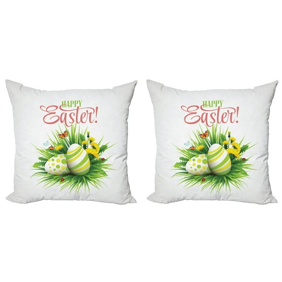 Ambesonne Easter Throw Pillow Cover 2 Pack, Spring Season Foliage, 24", Multicolor