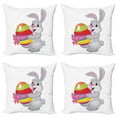 thumbnail image 1 of Ambesonne Easter Throw Pillow Cover 4 Pack, Cartoon Rabbit Striped Egg, 24", Multicolor, 1 of 5
