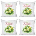 thumbnail image 1 of Ambesonne Easter Throw Pillow Cover 4 Pack, Spring Season Foliage, 18", Multicolor, 1 of 2