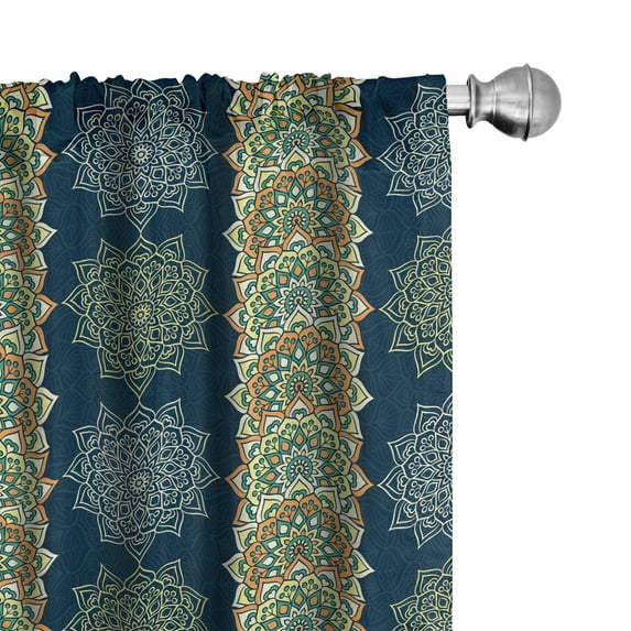Ambesonne Eastern Curtains, Bohemian Moroccan Motifs, Pair of 28"x84", Multicolor