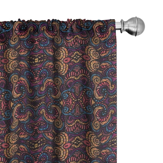 Ambesonne Eastern Curtains, Floral Glass Pattern, Pair of 28"x63", Multicolor