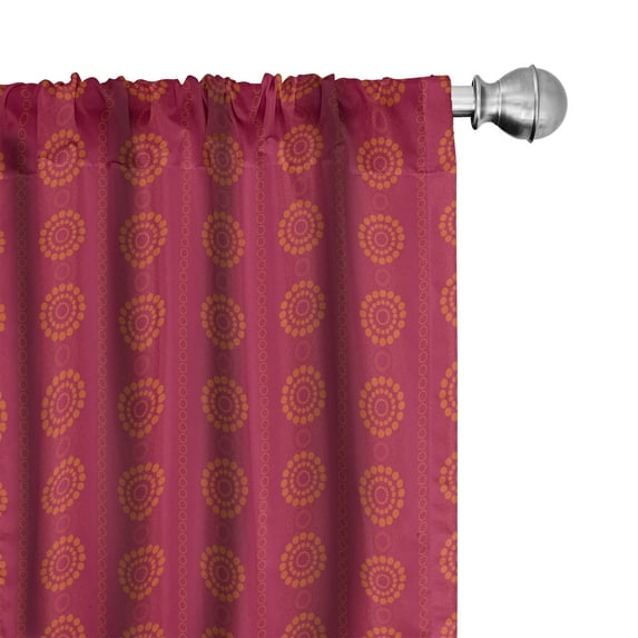 Ambesonne Eastern Curtains, Sun Inspired Ethnic, Pair of 28"x63", Scarlet and Maroon