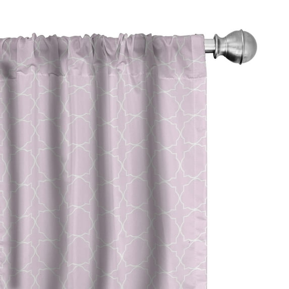 Ambesonne Eastern Curtains, Thin Line Oriental Motif, Pair of 28"x95", Pale Pink White