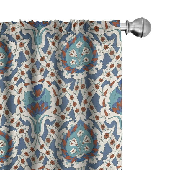 Ambesonne Eastern Curtains, Traditional Floral Art, Pair of 28"x63", Multicolor