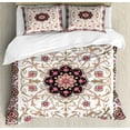 thumbnail image 1 of Ambesonne Eastern Duvet Cover Sets, Classic Floral Details, 2-Queen, Coral Jade Green, 1 of 7