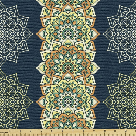 Ambesonne Eastern Fabric by the Yard Upholstery, Bohemian Moroccan Motifs, 10 Yards, Multicolor