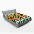 thumbnail image 1 of Ambesonne Eastern Fitted Sheet, Vibrant Pattern, Queen Size, Green Yellow, 1 of 3