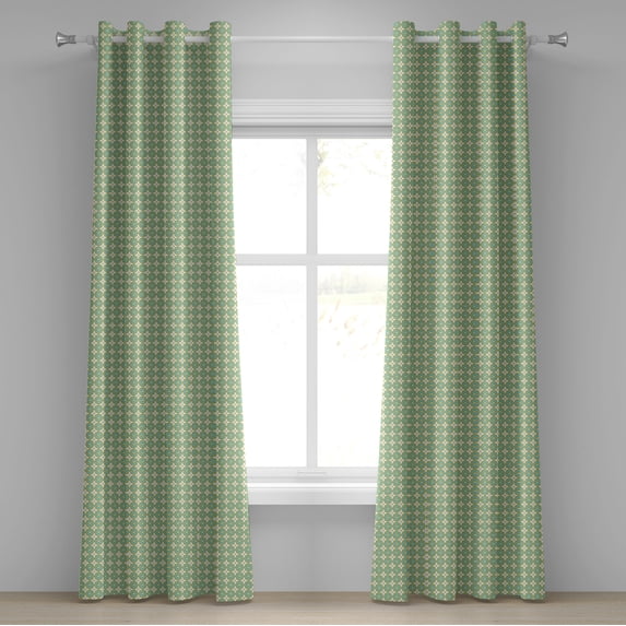 Ambesonne Eastern Grommet Curtain, Floral Tones Ornate, 50" x 96", Khaki Turquoise